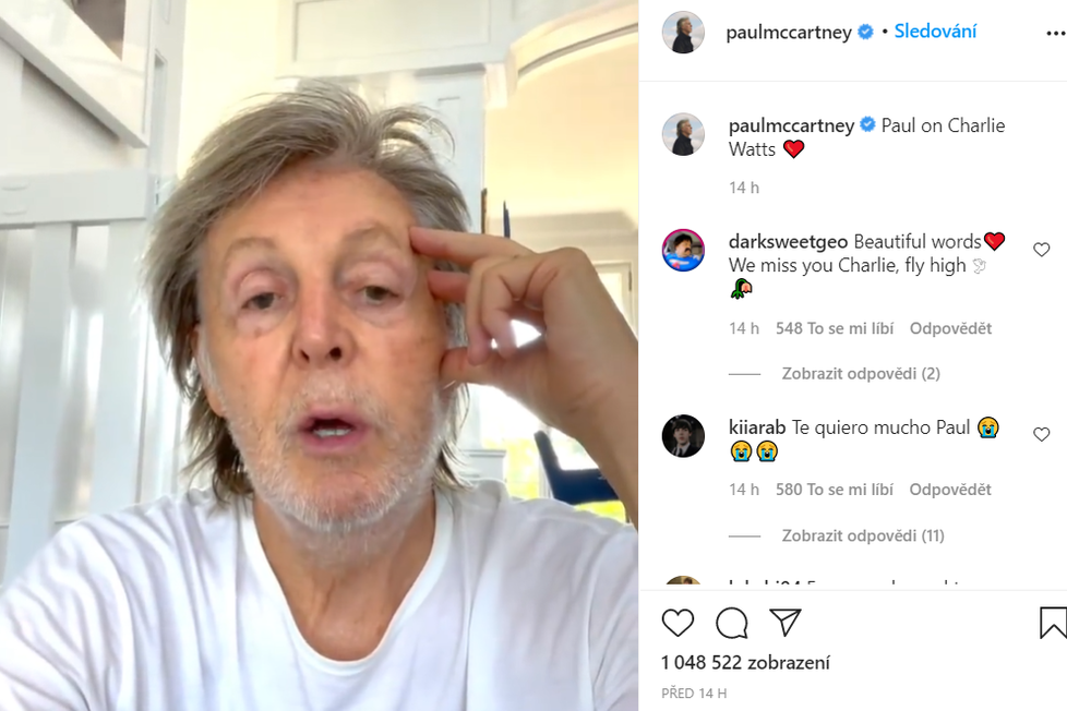Paul McCartney reaguje na smrt Charlieho Wattse
