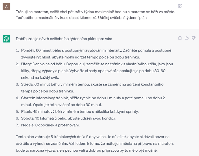 Screenshoty práce s ChatGPT
