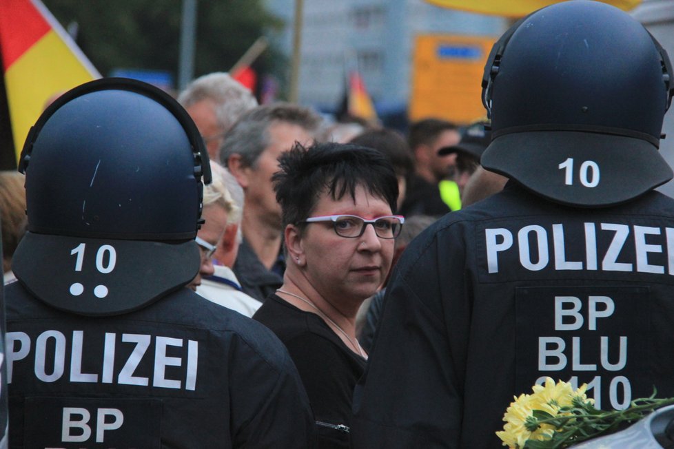 Demonstrace v Chemnitz.