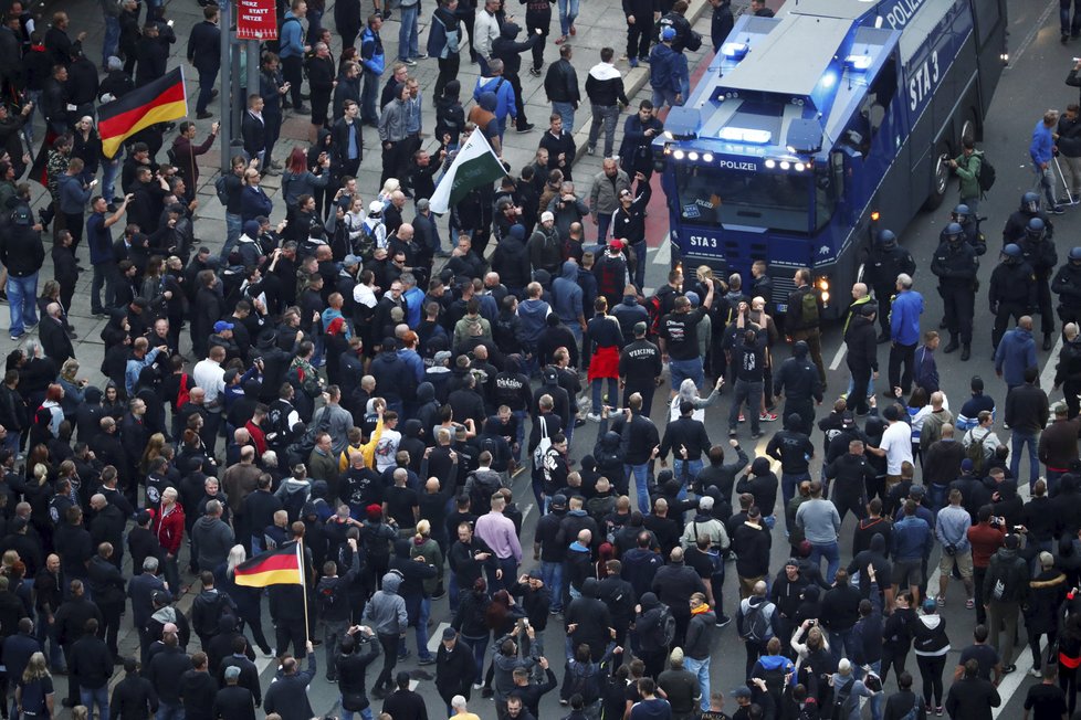 Demonstrace v Chemnitzu (Saská Kamenice).