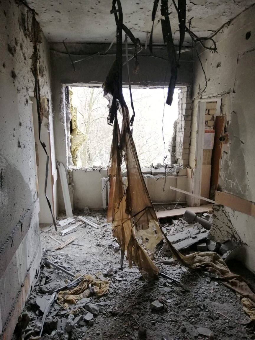 Chersonská nemocnice poničená ruským bombardováním (29. 1. 2023)