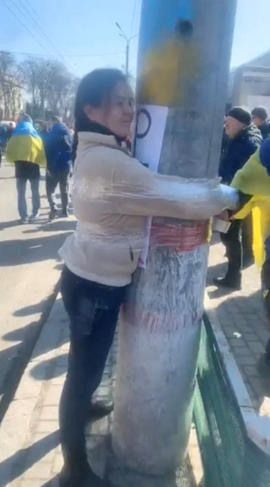 Protiválečné demonstrace v ukrajinském Chersonu