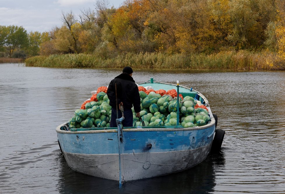 Evakuace obyvatel v Chersonské oblasti (22. 10. 2022)