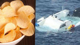 Zásoba chipsů na lodi zachránila muži život.