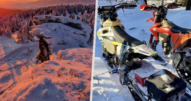 Policie a ochránci hledají bezohledné motorkáře: Proháněli se po zasněženém hřebeni Jeseníků