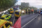 Hromadná nehoda na Plzeňsku si vyžádala 6 zraněných. Srazilo se celkem šest dopravních prostředků.