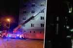 Na Sokolovsku hořel byt, hasiči evakuovali 23 lidí.