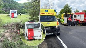 Dopravní nehoda autobusu na Příbramsku