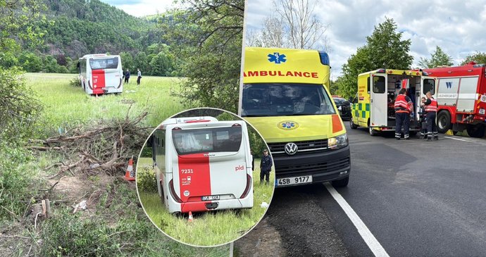 Dopravní nehoda autobusu na Příbramsku