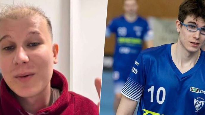 Nemocný florbalista Adam Choma přišel o vlasy.