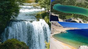 Skryté poklady Chorvatska: slané jezero Mir, Slunjčické vodopády a pláž Beritnica