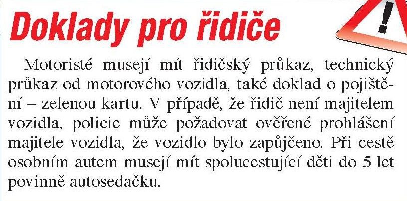 Doklady pro řidiče.