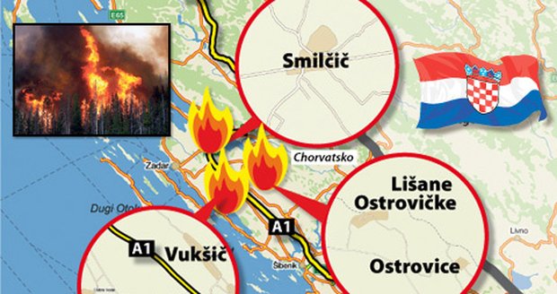 Požáry v Chorvatsku komplikují život (nejen) turistům