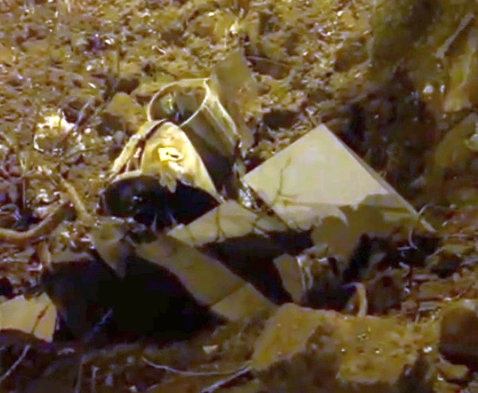 Trosky dronu, který vybouchl v chorvatském Záhřebu. Zřejmě se zbloudil z Ukrajiny (11.3.2022)