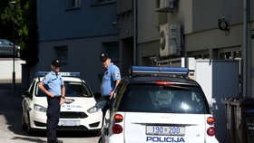 Policie na místě tragédie v chorvatském Záhřebu.