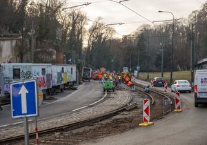 The tracks between Chotkové sady and Malostranská route will be reconstructed until the end of February.  (February 1, 2021)