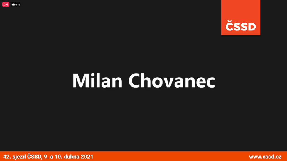 Milan Chovanec se delegátům online sjezdu vůbec neukázal.