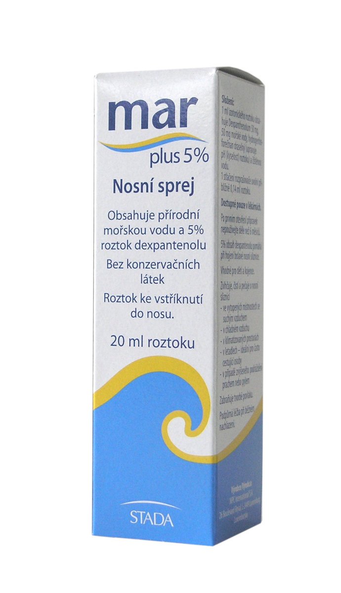 Mar plus 5% nosní sprej s mořskou vodou, vhodný pro kojence a děti, zvlhčuje a očišťuje a ošetřuje nosní sliznice, 99 Kč/20 ml