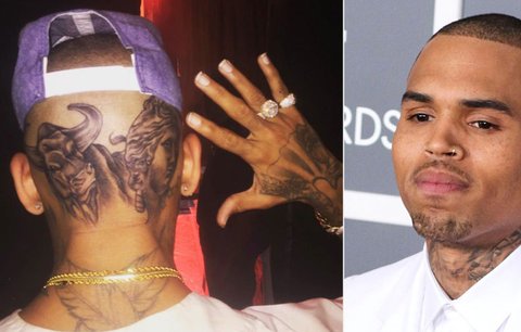 Násilnický expřítel Rihanny Chris Brown má pod čepicí. Nechal si potetovat hlavu!