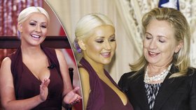 Zpěvačka Christina Aguilera si ve Washingtonu převzala cenu, jako ambasadorka za boj proti hladu. Bývalá manželka Billa Clintona, která cenu předávala si nenechala ujít pohled do vskutku nabušených vnad Christiny