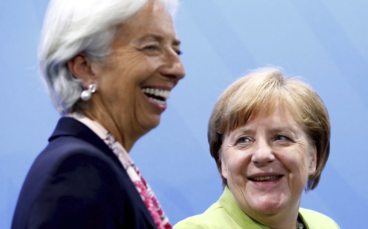 Šéfka MMF Christine Lagardeová při setkání s německou kancléřkou Angelou Merkelovou