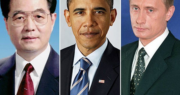 Zleva: Čínský prezident Chu Ťin-tchao, jeho americký protějšek Barack Obama a ruský premiér Vladimir Putin jsou nejmocnější lidé světa. Zleva: Čínský prezident Chu Ťin-tchao, jeho americký protějšek Barack Obama a ruský premiér Vladimir Putin jsou nejmocnější lidé světa.