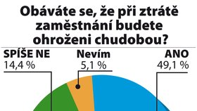Většina Čechů se obává, že při ztrátě zaměstnání bude ohrožena chudobou.