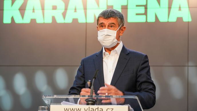 Tisková konference k projektu Chytrá karanténa: Premiér a a šéf ANO Andrej Babiš (7. května 2020)