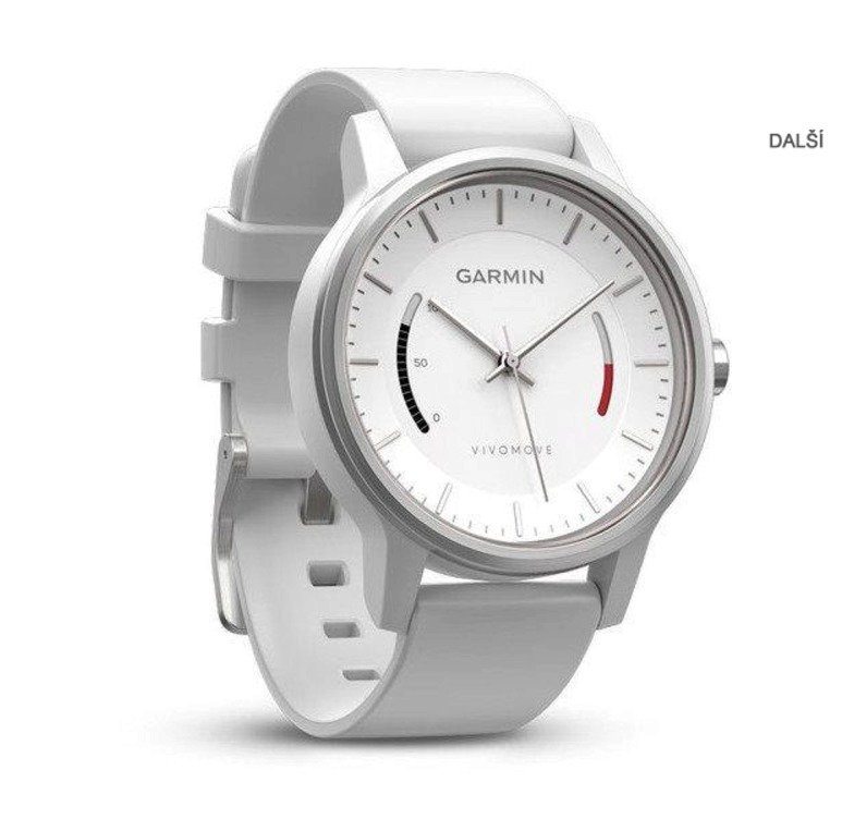 Garmin Vivomove, 1990 Kč, stylové hodinky, které kromě času měří ještě kroky a spánkovou aktivitu, při delší klidové době zavibrují, aby svého uživatele upozornily, že by se měl hýbat
