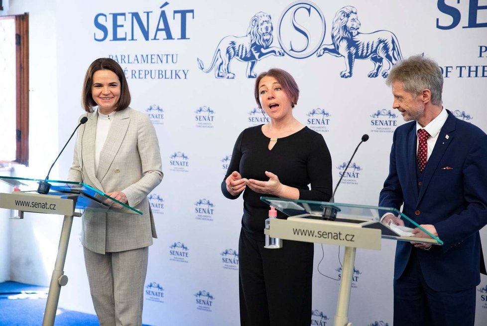 Vůdkyně běloruské opozice Svjatlana Cichanouská v Senátu