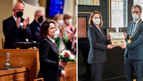 Vůdkyně běloruské opozice Svjatlana Cichanouská na návštěvě Prahy