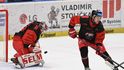 Vlevo brankář Oldřich Cichoň z Olomouce