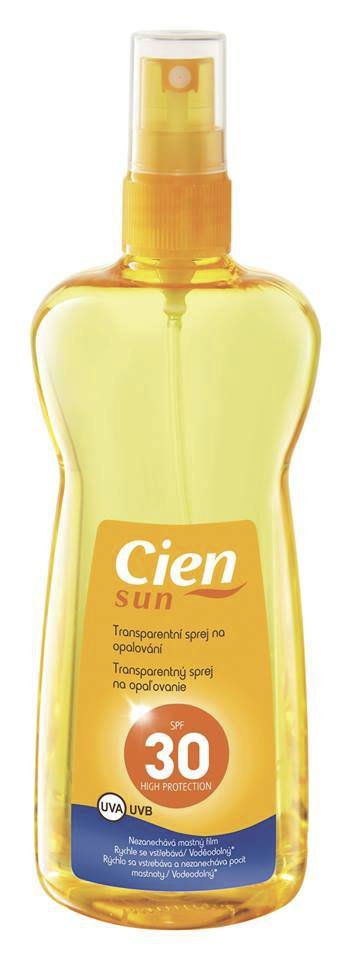 Transparentní sprej na opalování OF 30, Cien, 129 Kč (250 ml). Koupíte v prodejnách Lidl.