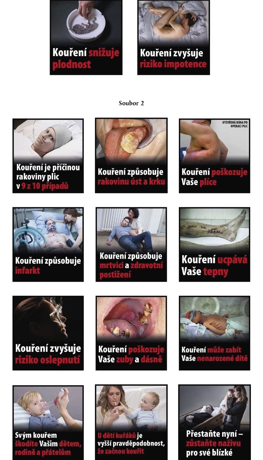Od května 2016 se kuřáci budou dívat na tyto odporné obrázky na krabičkách cigaret.