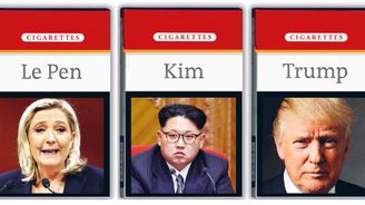 Vtipná parodie: Od kouření vás na krabičkách cigaret odrazuje Kim Čong-un a další politici