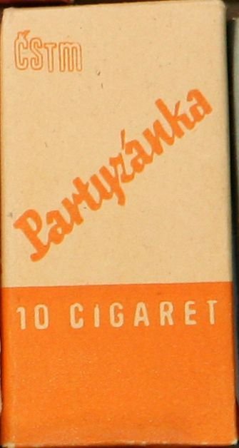 Partyzánky *Cigarety poválečné generace. *Stály 1,60 Kčs (korun československých), povinná výbava funkcionářů ke stvrzení souznění s dělnickou třídou. *Musely se otvírat z boku, aby řídký tabák nevypadal ven.