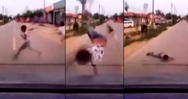 Neuvěřitelné video: Chlapec (7) drsnou srážku s autem přežil, po nárazu udělal ve vzduchu salto