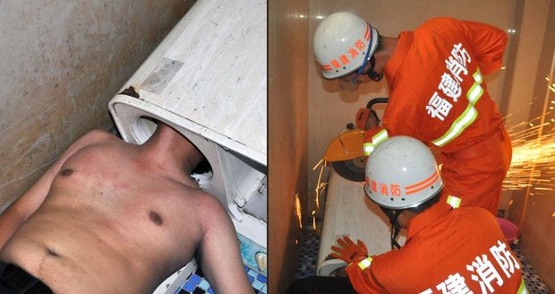 Muži uvízla hlava v pračce, zachránit ho museli hasiči