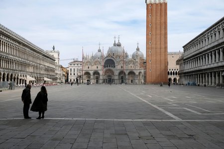 Prázdné ulice v italských Benátkách (9.3.2020)