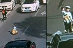 Dítě kličkovalo mezi auty na rušné silnici. Zachránil ho policista.