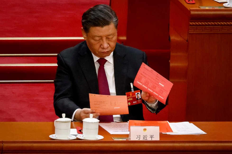 Si Ťin-pching v parlamentu (10. 3. 2023)