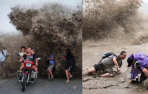 Spektakulární vlny z čínské řeky: Rychle vyfotit a honem pryč!