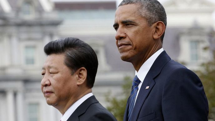 Čínský prezident Si Ťin-pching a jeho americký protějšek Barack Obama