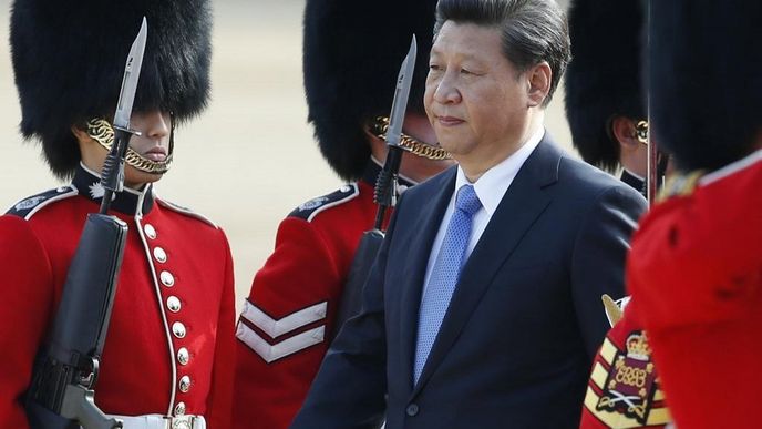 Čínský prezident Si Ťin-Pching při návštěvě Velké Británie