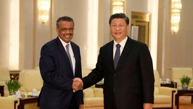 Tedros Adhanom, generální ředitel WHO, s čínským prezidentem Xi Jinping v Pekingu