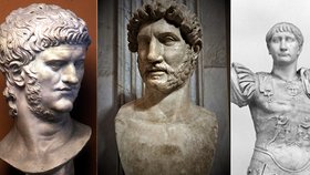 Římští císaři Nero, Hadrianus a Traianus