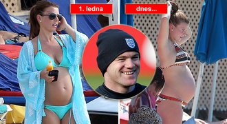 FOTO: Rooney mrzne v Anglii, těhotná Coleen ukazuje bříško v bikinách