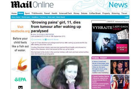 Dívka (11) se vzbudila ochrnutá, po pár hodinách zemřela