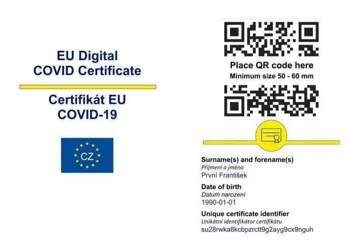 Český evropský covid certifikát.