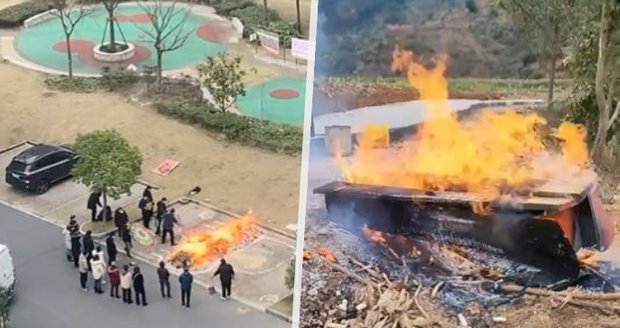 Děsivé záběry z Číny: Krematoria nestíhají, rodiny pálí zemřelé na ulicích! 